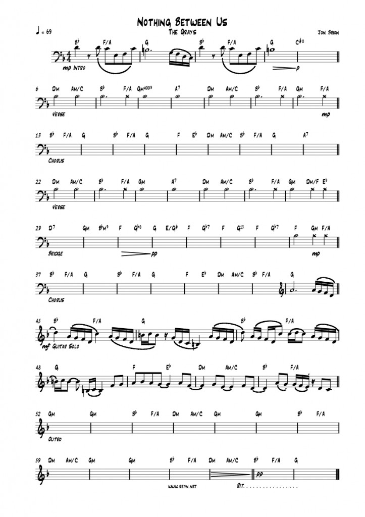 Nothing between us by Jon Brion — sheet music transcription