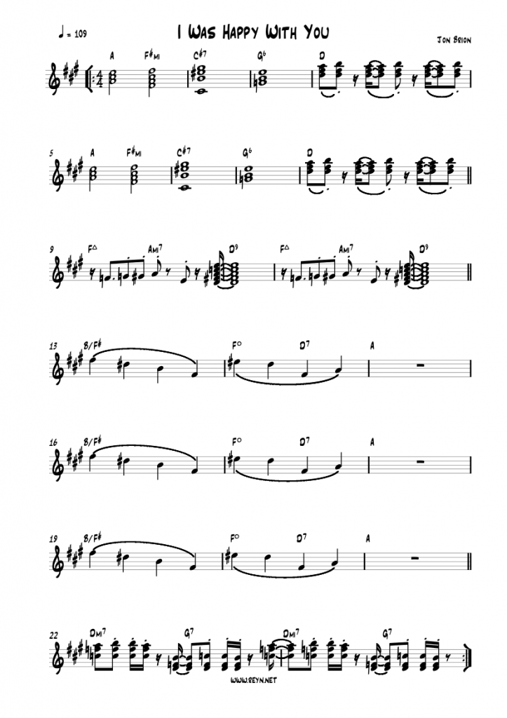 I was happy with you by Jon Brion — sheet music transcription