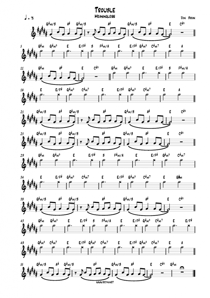 Trouble by Jon Brion — sheet music transcription