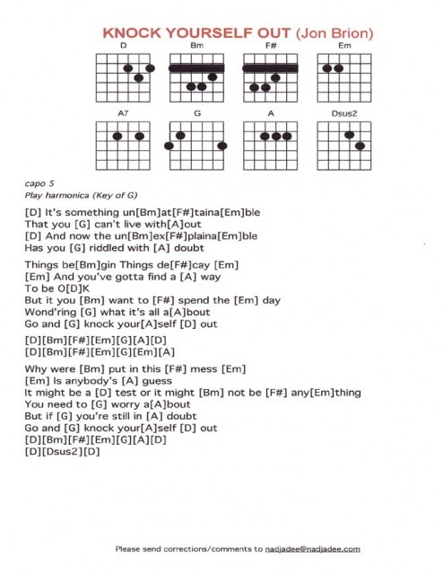 Knock your self out - tabs 2 by Jon Brion — sheet music transcription