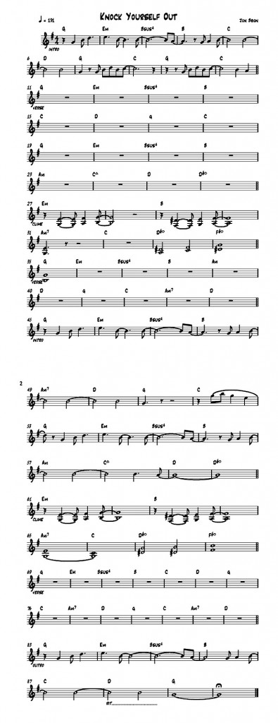 Knock your self out - tabs 3 by Jon Brion — sheet music transcription