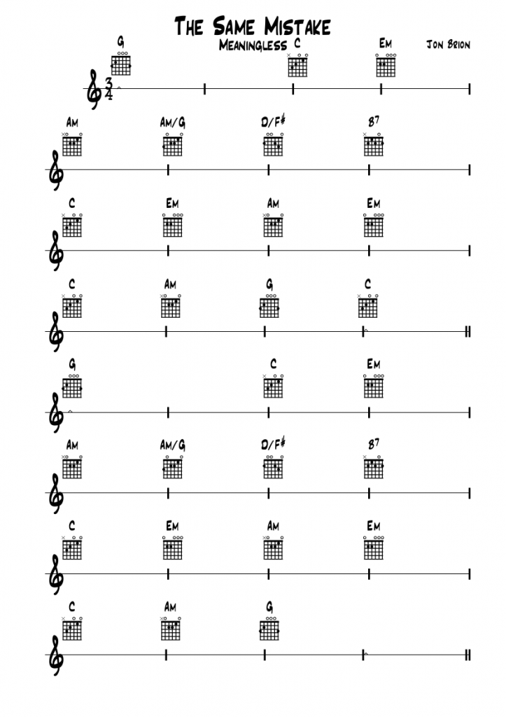 Same mistakes by Jon Brion — sheet music transcription, page 1