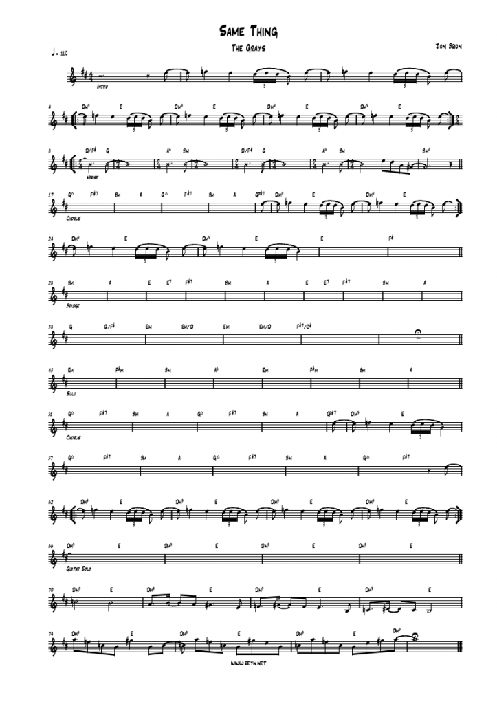Same things by Jon Brion — sheet music transcription
