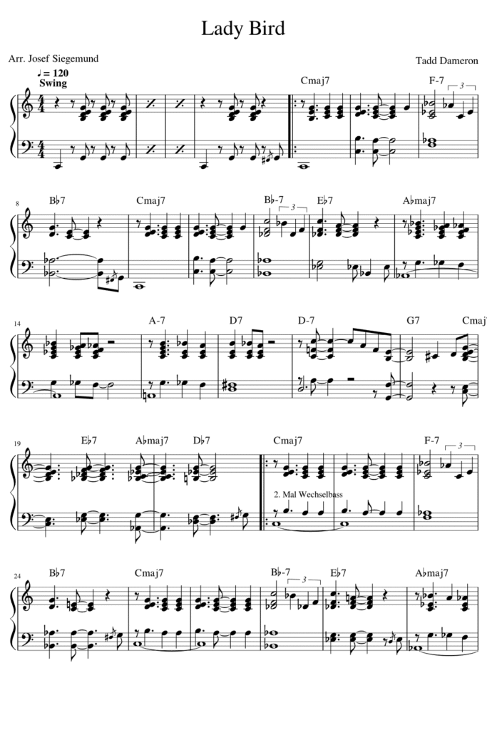 Lady Bird sheet music for piano 1
