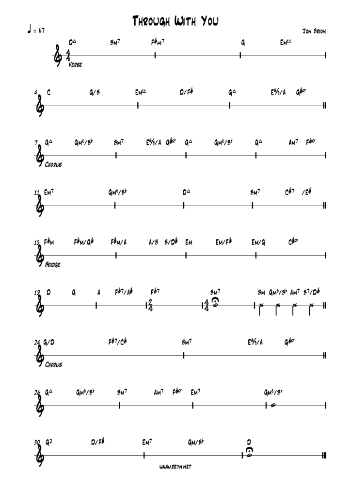 Through With You by Jon Brion — lead sheet transcription